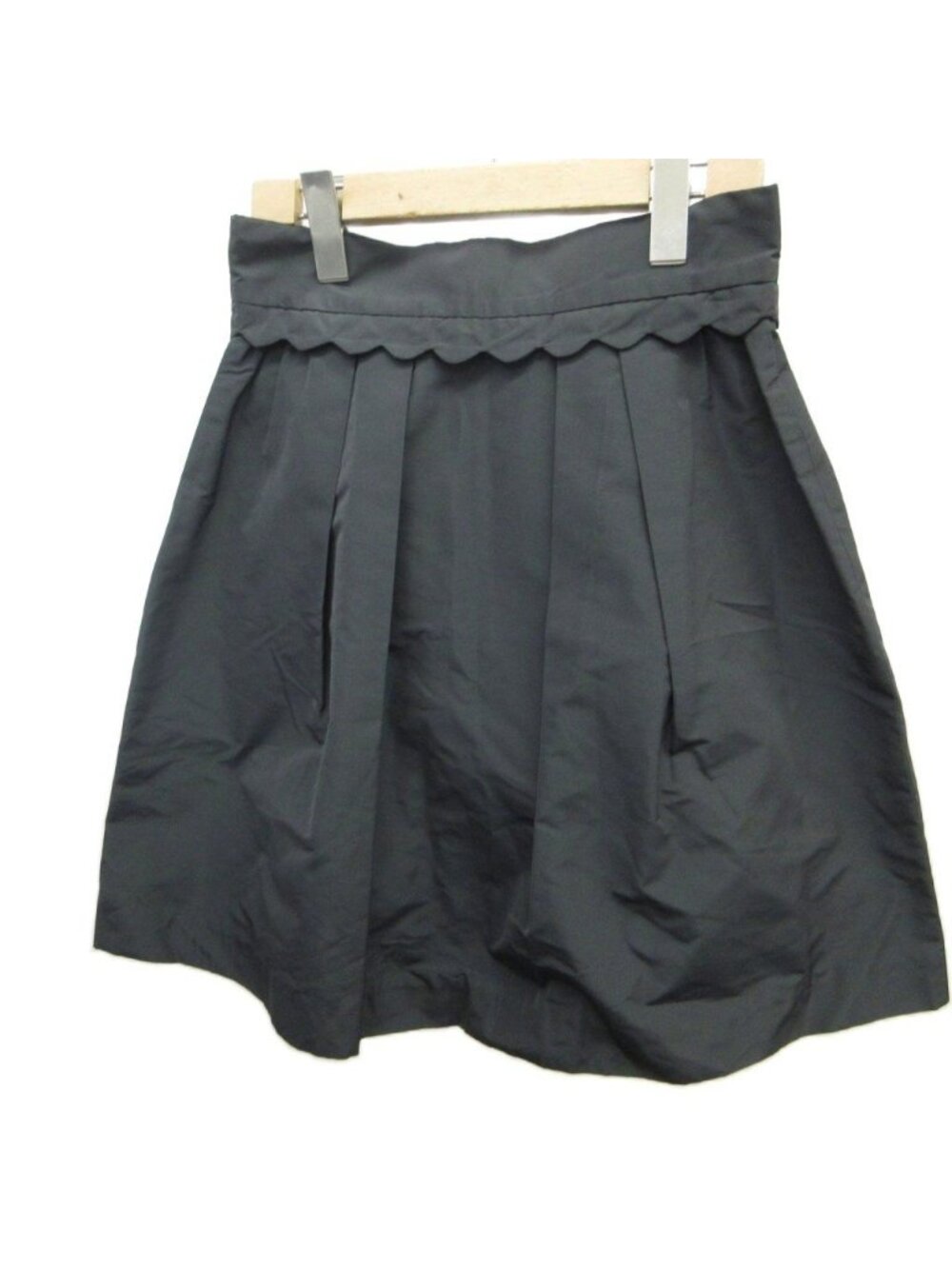 Miu Miu Scallop Waist Tuck Flare Skirt Gray 38